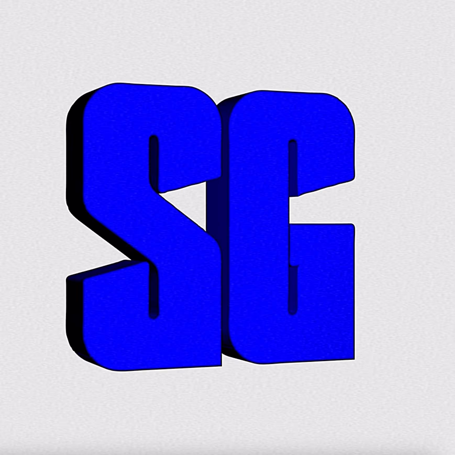 A blue on white 3D render of the shortened version of the StrayGang logo.